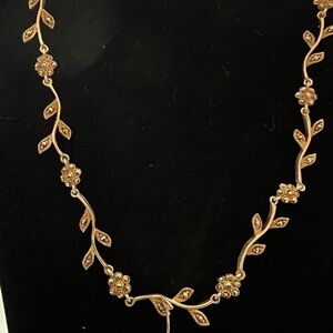 Sterling Silver Marquisite Floral Necklace (SS not GOLD as appears in photo)